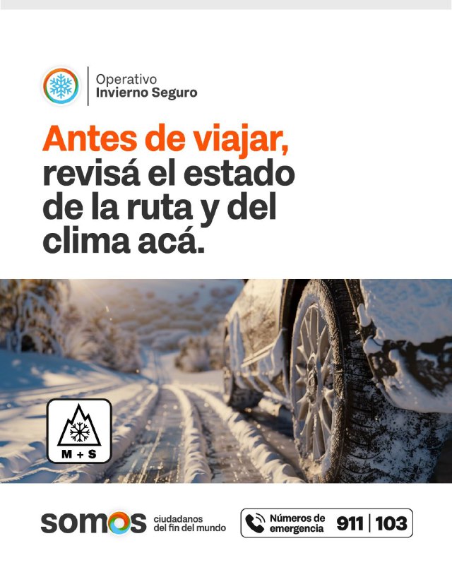 RIGE UNA ALERTA AMARILLA POR NEVADAS Y VIENTOS FUERTES PARA LA ZONA CENTRO Y SUR DE LA PROVINCIA