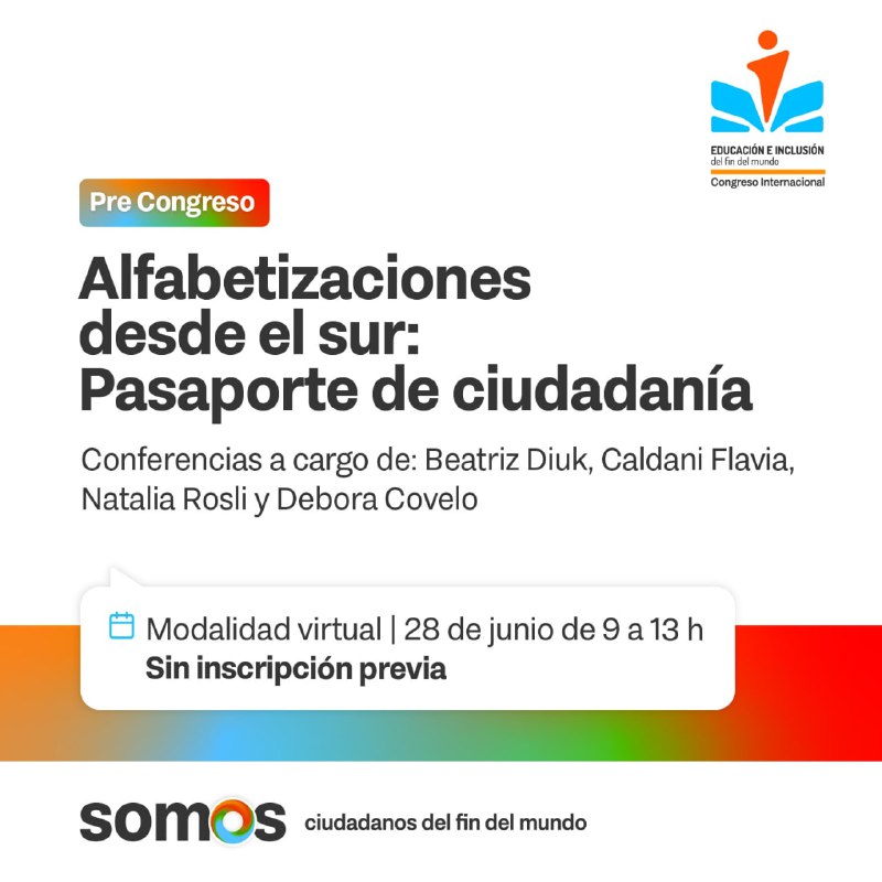 ESTE SÁBADO SE REALIZARÁ EL PRE CONGRESO DE EDUCACIÓN E INCLUSIÓN DEL FIN DEL MUNDO